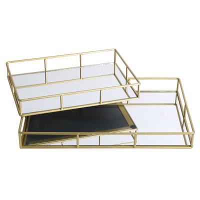 Urban Living Kaarsenborden set met spiegelbodem - 2x stuks - goud - Kaarsenplateaus - 30 en 40 cm