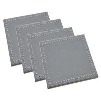 H&S Collection Glazen onderzetters - 8x stuks - grijs - kunstleder - 10 cm