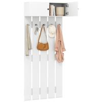 Wandgarderobe met 5 Dubbele Haken & 2-Deurs Kast Wandgemonteerd Garderobepaneel Wit