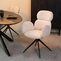 LABEL51 Eetkamerstoel Vidar - Naturel - Boucle - Black Frame