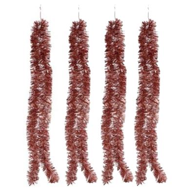 Gerimport Kerstslinger - 4x -?rose goud - folie lametta - 180 x 7 cm - kerstboomversiering