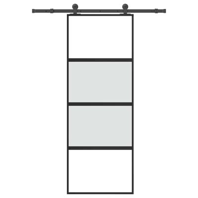 Schuifdeur met beslag 76x205 cm gehard glas en aluminium