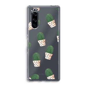 Cactusprint roze: Sony Xperia 5 Transparant Hoesje