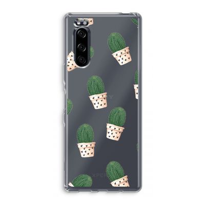 Cactusprint roze: Sony Xperia 5 Transparant Hoesje
