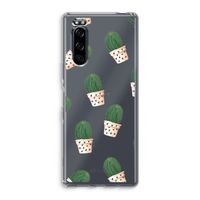 Cactusprint roze: Sony Xperia 5 Transparant Hoesje