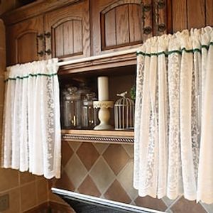White Transparant Keuken Kort Gordijn, Gelaagde Boog Kleine Raam Bistrogordijn, Woonkamer Decoratie voor Effen Gekleurd Patroon, 2 Panelen ( Size : WxH150x110cm/59x43inch