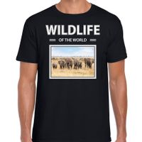 Olifant t-shirt met dieren foto wildlife of the world zwart voor heren - thumbnail