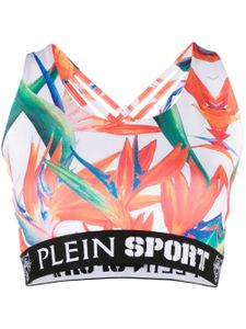 Plein Sport brassière de sport à imprimé botanique - Blanc