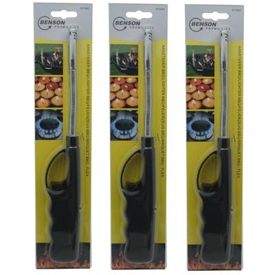 Benson gas/bbq/keuken/kaarsen aanstekers - 3x stuks - van 27 cm - Flexibele hals - Kinderslot