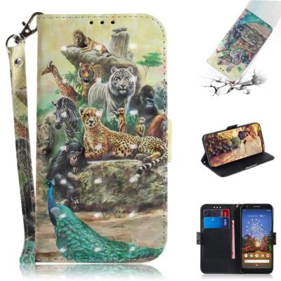 3D schilderij Zoo patroon gekleurde tekening horizontale Flip lederen case voor Google pixel 3a XL met houder & kaartsleuven & portemonnee