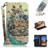 3D schilderij Zoo patroon gekleurde tekening horizontale Flip lederen case voor Google pixel 3a XL met houder & kaartsleuven & portemonnee