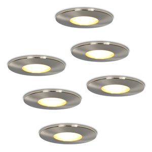 Set van 6 stuks dimbare LED inbouwspots Vegas met 5 Watt 2700K spot IP44