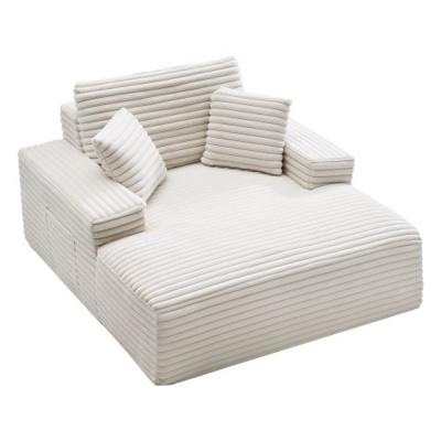 VEVOR Chaise Lounge Relaxbed 138cm, Gestoffeerde slaapbank met decoratieve kussens en armleuningen, Slaapbank met diepe zitting voor woonkamer/slaapkamer, Loungestoel gemaakt van zeer resistente spons, beige