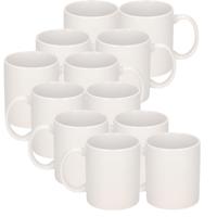 Koffiemokken Basic model - 20x - keramiek - wit - 300 ml - voor kantoor/kantine