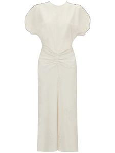 Victoria Beckham robe mi-longue à taille froncée - Blanc