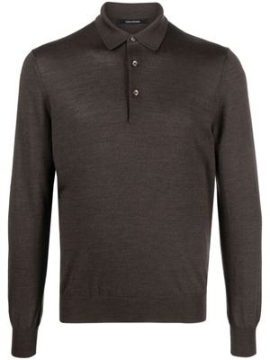Tagliatore polo en laine vierge à fermeture boutonnée - Marron