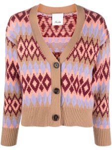 Allude V-neck intarsia-knit cardigan - Rose