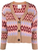 Allude V-neck intarsia-knit cardigan - Rose