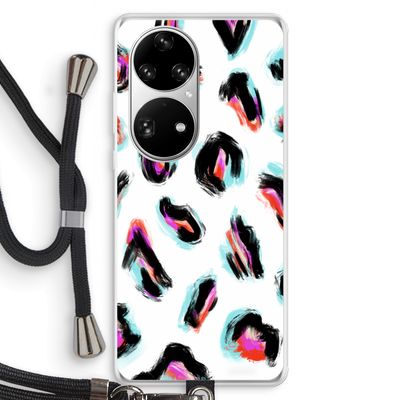 Cheetah color: Huawei P50 Pro Transparant Hoesje met koord