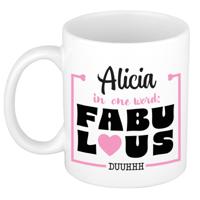 Naam mok Alicia - wit - Fabulous - keramiek - 300 ml - cadeau collega beker - thumbnail