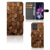 Book Style Case voor Motorola Moto G54 Wooden Cubes - thumbnail