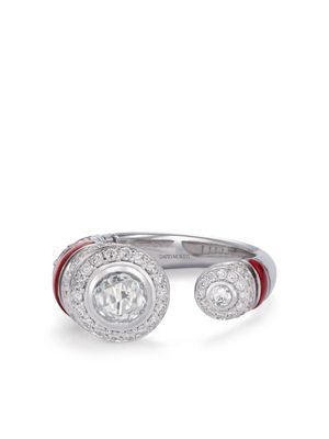 David Morris bague en or blanc 18ct pavée de diamants - Argent