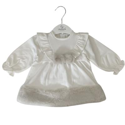 Deolinda creme jurk met bont