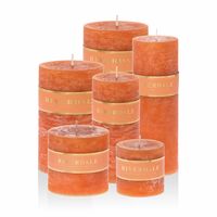 Rustieke Stompkaars burnt orange 9x9cm - thumbnail