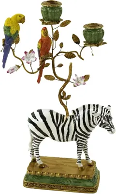 Werner Voss kandelaar polyresin zebra 27x9x45cm multi