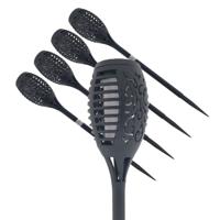 Benson Tuinfakkel - 12x - solar - met vlameffect - zwart - LED - 48 cm