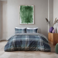 Dekbedovertrek Preppy Squares - Tweepersoons (200x200 Cm) - Blauw Microvezel - - Byrklund - Dekbed-Discounter.nl