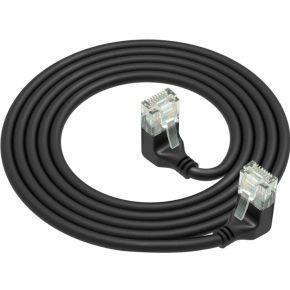 ACT Zwarte 5 meter U/UTP CAT6A LSZH Slimline patchkabel met RJ45 connectoren 90° haaks beneden naar