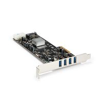 StarTech.com 4-poorts PCI Express (PCIe) SuperSpeed USB 3.0 kaartadapter met 4 speciale 5 Gbps kanalen UASP SATA/LP4-voeding - thumbnail