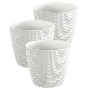 Plantenpot voor buiten - Set van 3x stuks - parel wit - kunststof - D22 x H19 cm - Stijlvol