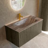 Badmeubel Mondiaz Kurve-Dlux | 90 cm | Meubelkleur Shadow | Wastafelkleur Oza | Solid surface | Wasbak midden spoelbak | 1 kraangat