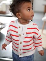 Gebreid vestje voor baby's rood, gestreept