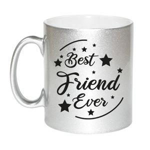 Zilveren Best Friend Ever cadeau koffiemok / theebeker 330 ml