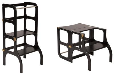 Ette Tete Leertoren Step'n Sit | Inklapbaar tot tafel en stoel | Zwart met goud