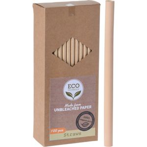 400x Kraft papier drinkrietjes 20 cm   -