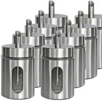 8x stuks suikerpot/suikerstrooier RVS metaal met strooi tuit 260 ml