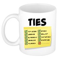 Naam mok Ties - wit - top gozer - keramiek - 300 ml - cadeau collega beker Naam mok Ties - wit - top gozer - keramiek - 300 ml - cadeau collega beker