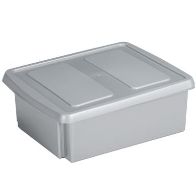 Sunware opslagbox - kunststof - 17 liter - lichtgrijs - 45 x 36 x 14 cm - met afsluitbare deksel