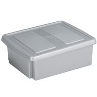 Sunware opslagbox - kunststof - 17 liter - lichtgrijs - 45 x 36 x 14 cm - met afsluitbare deksel
