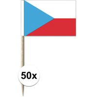 50x Cocktailprikkers TsjechiÃ« 8 cm vlaggetje landen decoratie