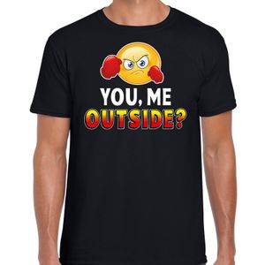 Funny emoticon t-shirt You me outside zwart voor heren