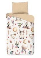 Good Morning Kinderdekbedovertrek "woestijnvosjes met cactussen tipi tenten en boho elementen" - Multi - (140x200 cm) - Katoen