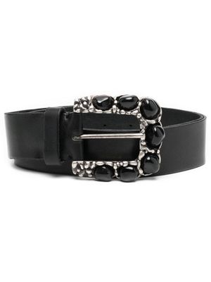 P.A.R.O.S.H. ceinture en cuir à ornements de pierres précieuses - Noir