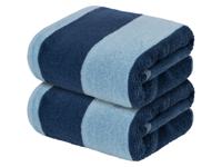 LIVARNO home 2 badstof handdoeken 50 x 100 cm (Donkerblauw/lichtblauw)