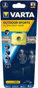 Varta Outd.Sp. Ultralight H30R lime Hoofdlamp LED werkt op een accu 100 lm