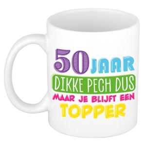 Verjaardag cadeau mok 50 jaar - wit - dikke pech dus - 300 ml - Abraham/Sarah